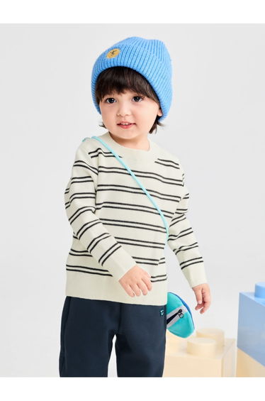 Unisex Knit Sweater with Horizontal Stripes