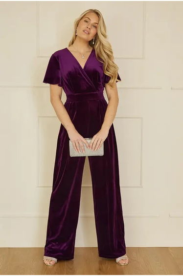 Yumi Purple Jumpsuit With Angel Sleeves