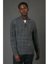 Chunky Cable Half Zip Knitted Jumper