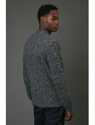 Chunky Cable Half Zip Knitted Jumper - 2