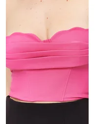 Fuchsia Crop Woven Bustier - 4