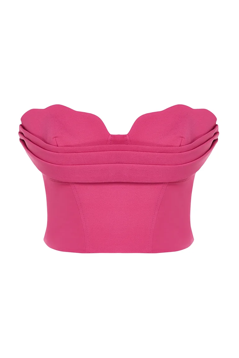 Fuchsia Crop Woven Bustier - 7
