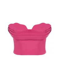 Fuchsia Crop Woven Bustier - 7