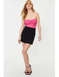 Fuchsia Crop Woven Bustier - 2
