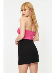 Fuchsia Crop Woven Bustier - 5