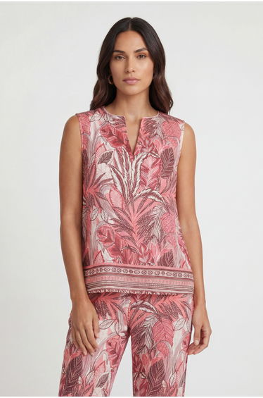 Petite Tropical Print Sleeveless Top