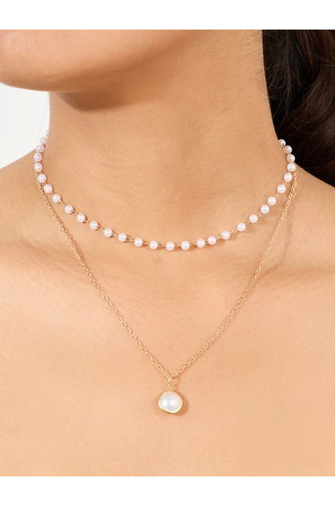 Faux Pearl Accent Layered Necklace