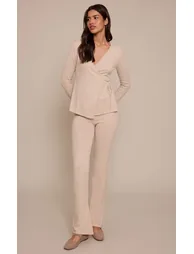 Tall Oatmeal Fine Knit Flared Legging - 5