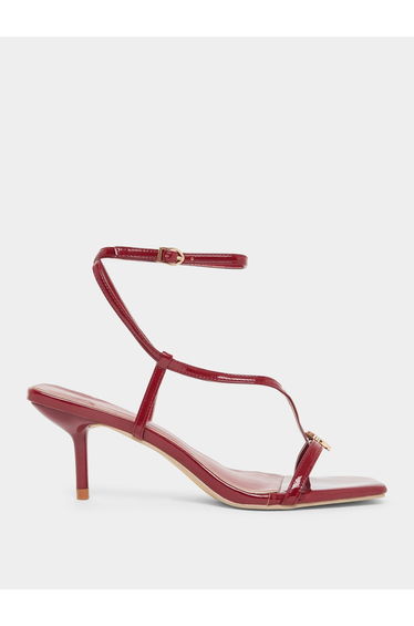 Burgundy Strappy Stiletto Heel Sandals