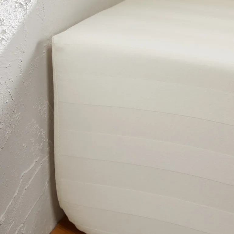 شرشف سرير قطن ساتان مغسول مخطط بحواف مطاطية - 1