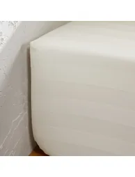 شرشف سرير قطن ساتان مغسول مخطط بحواف مطاطية - 3