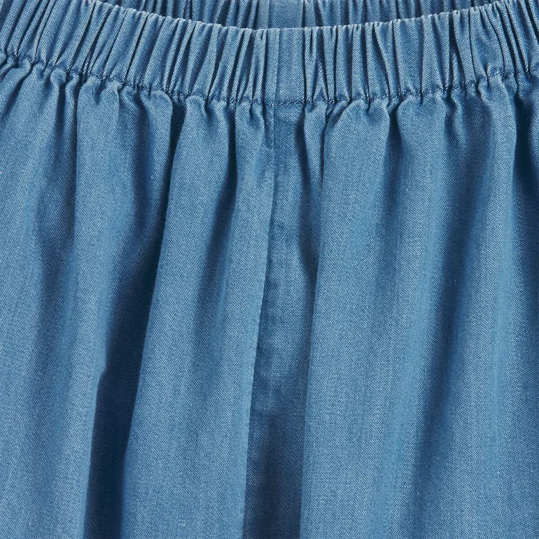 Ruffled Shoestring Strap Lightweight Denim Dungarees - 2