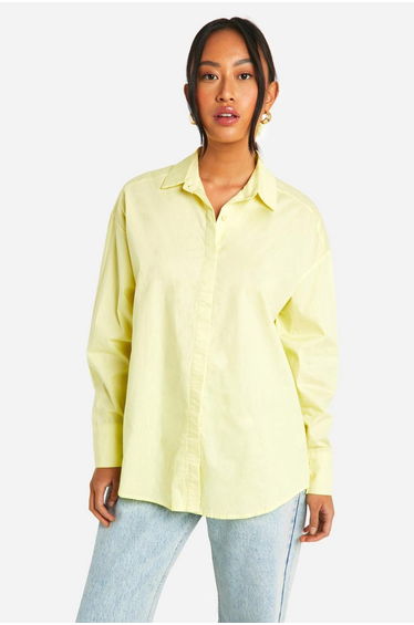 Lemon Oversized Shirt And Matching Hair Scrunchie Set - lemon