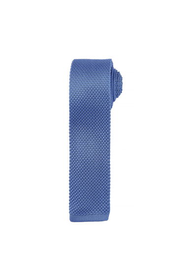 Premier Mens Slim Textured Knit Effect Tie - Mid Blue