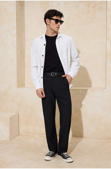 Black Men's Gofre Transitional Fabric Trousers