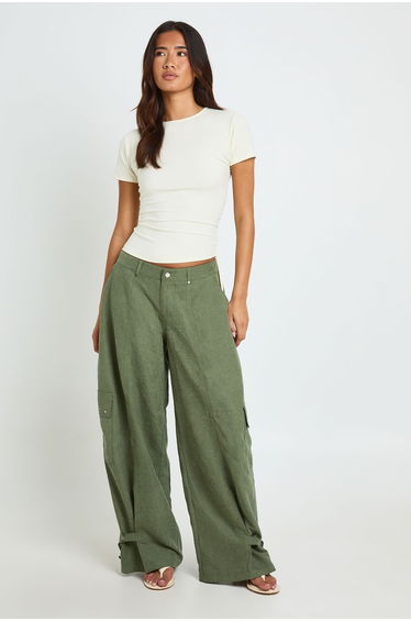 Super Soft Rib Ruched Side Short Sleeve Top - ecru
