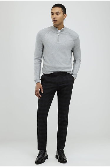 Black Skinny Fit Check Trousers