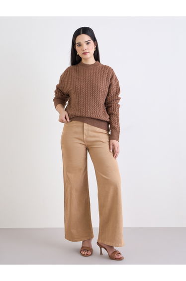 Brown Cable Knit Sweater