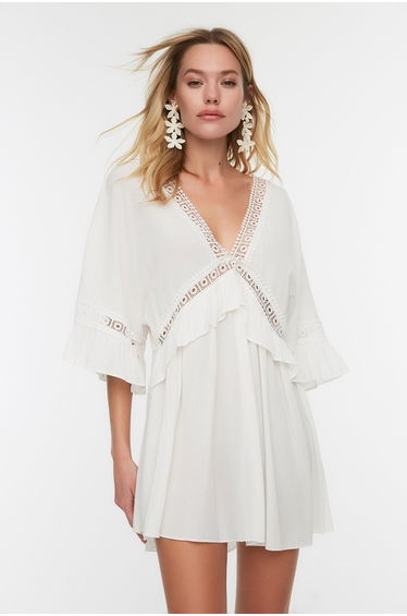 White A-Line Mini Skater Dress