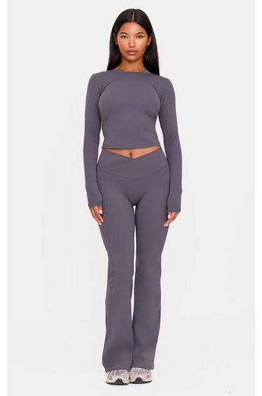 Charcoal Sculpt Wrap Waist Yoga Pants