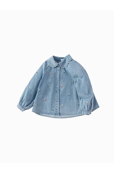 Girls' Denim Shirt With Embroidery