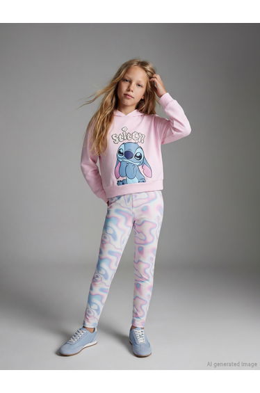 Elastic Waist Tie-Dye Patterned Girl's Long Tights