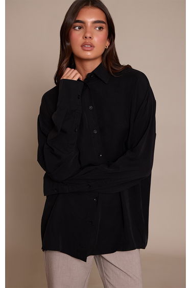 Black Tencel Oversized Shirt