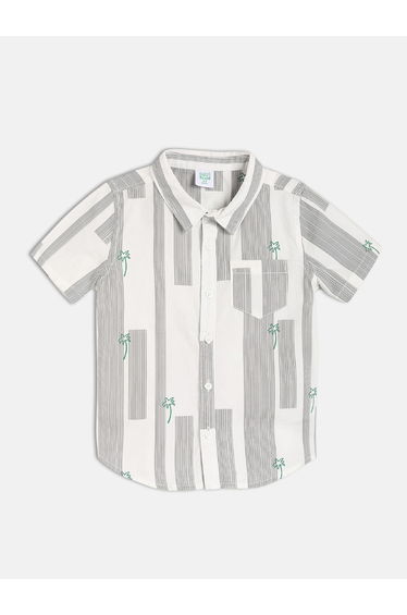 Boys Striped Cotton Collared Shirt