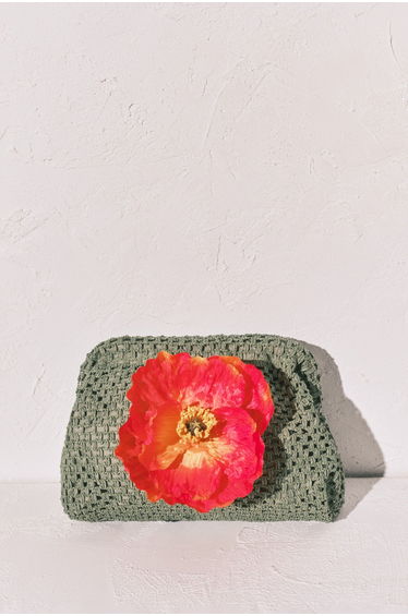 Large raffia floral vanity case