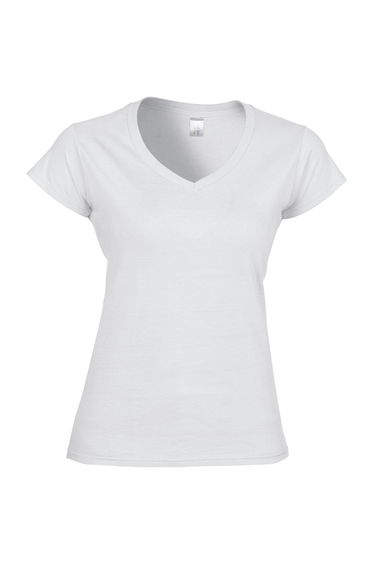 Gildan Ladies Soft Style Short Sleeve V-Neck T-Shirt - White