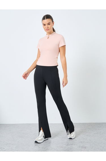 Front Peep Side Gather Crop Top