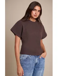 Chocolate Heavy Rib Cinched Waist T Shirt - 5