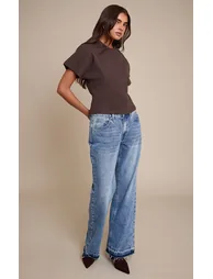 Chocolate Heavy Rib Cinched Waist T Shirt