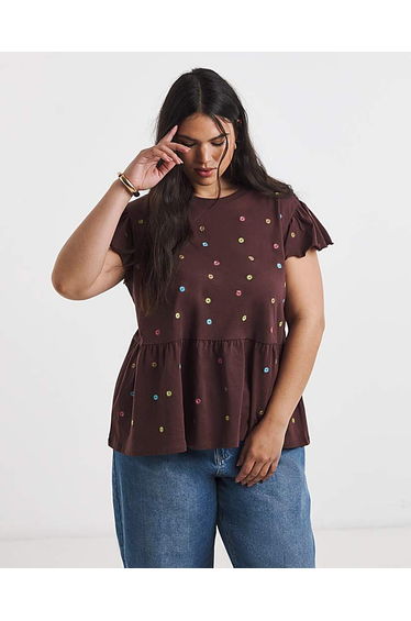 Ditsy Floral Embroidered Peplum