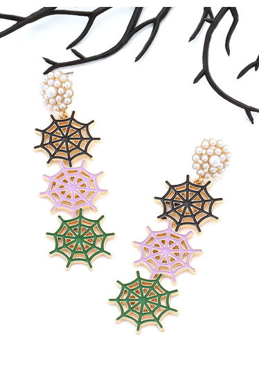 Multi-Color Spider Web Pearly Earrings product thumbnail 2