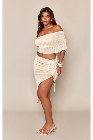 Shape Nude Textured Asymmetrical One Shoulder Top