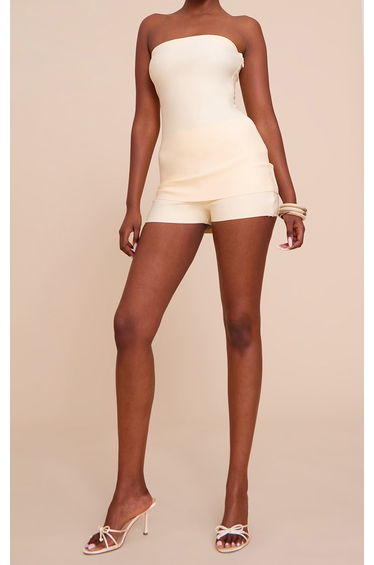 Butter Yellow Tailored Bandage Mid Rise Shorts