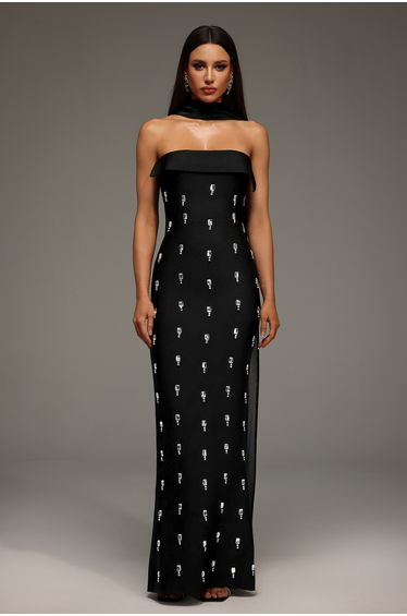 Nadja Sleeveless Diamond Bunting Bandage Maxi Dress