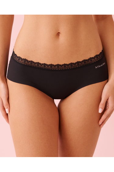 Microfiber and Lace Trim Hiphugger Panty