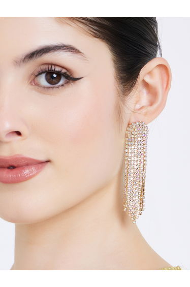 Gold Crystal Fringe Dangle Earrings
