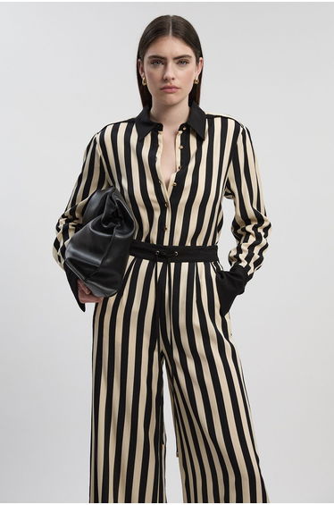 Mono Fluid Stripe Cotton Mix Woven Shirt