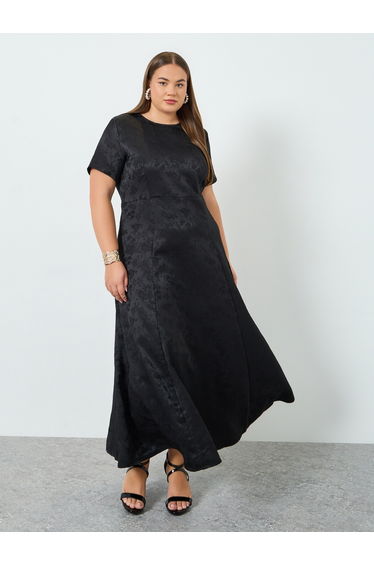 Plus Size Jacquard A-Line Maxi Dress