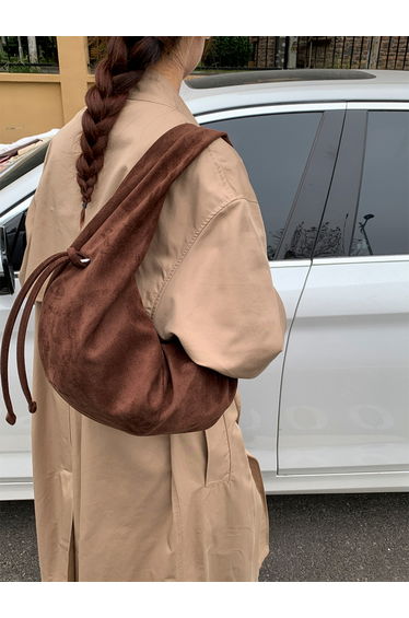 Brown Suede Hobo Bag