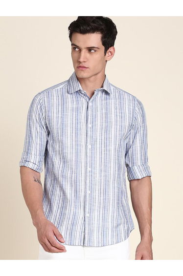 Men Striped Slim Fit Cotton Casual Shirt