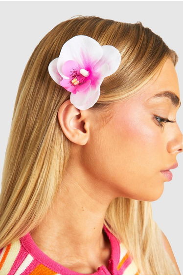 Orchid Flower Single Hair Clip - pink