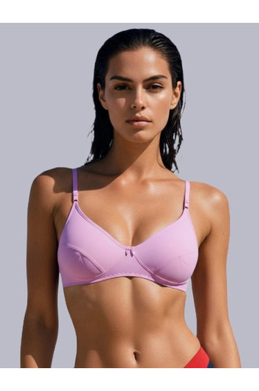 Pink Non-Padded Non Wired Cotton Blend T-Shirt Bra