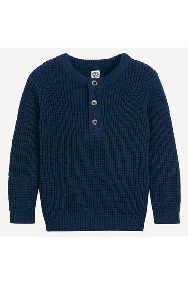 Fine Detailed Knit Jumper/Sweater with Grandad Collar