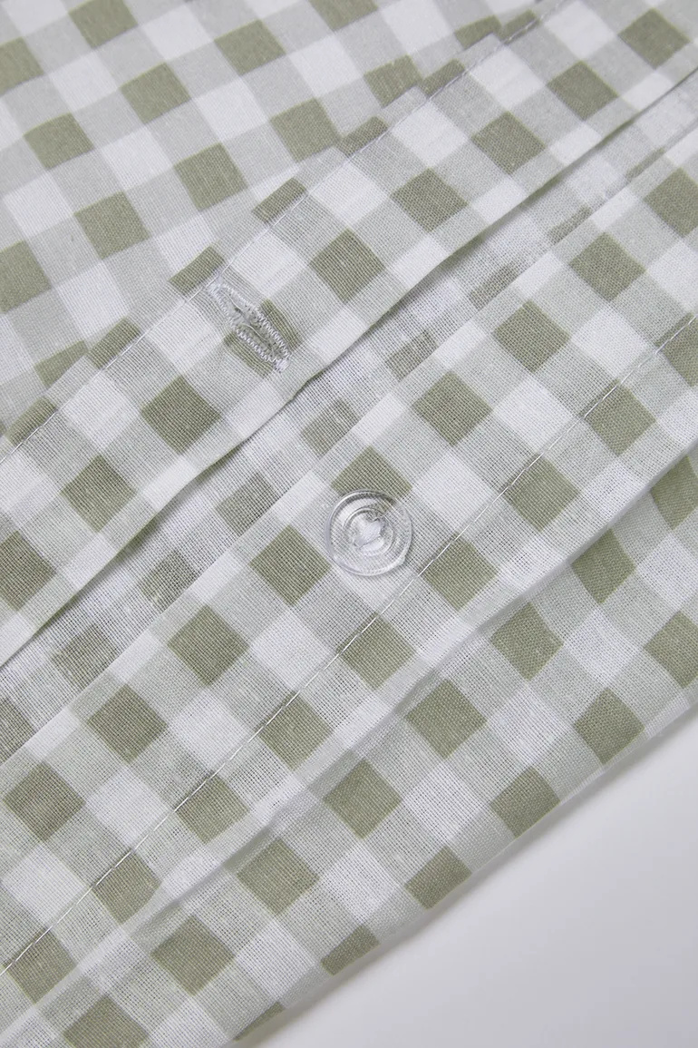 Single Easy Ironable Gingham Patterned Duvet Cover Set 160x220cm - 5