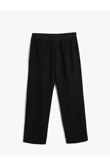 Linen Blend Chino Trousers with Pocket Detail and Tied Waist