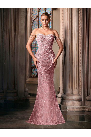 LUVISTRUE Fairy Temperament Pearl Decoration Formal Dress